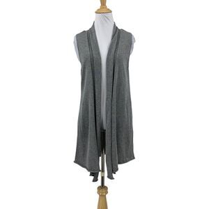 Eileen Fisher Shawl Cardigan Womens M Medium Gray Open Front Sleeveless Knit